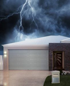 lightning hits garage door